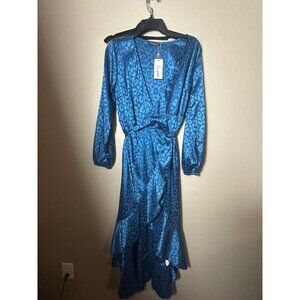 NWT SIMPLEE Blue Wrap Dress Size Small